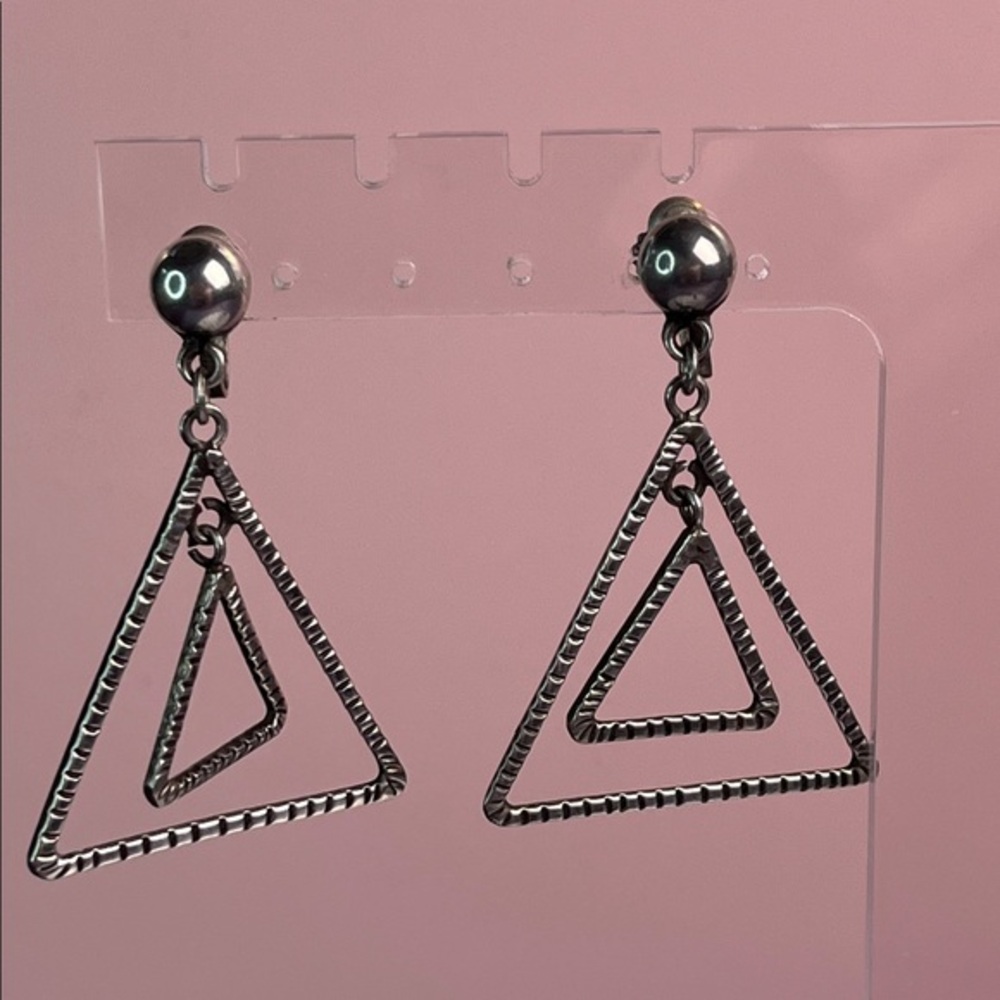 Geometric Silver Earrings Made in Mexico